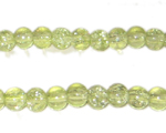 6mm Apple Green Round Crackle Glass Bead, approx. 74 beads