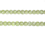 4mm Apple Green Round Crackle Glass Bead, approx. 105 beads