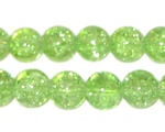 10mm Apple Green Crackle Glass Bead, approx. 22 beads